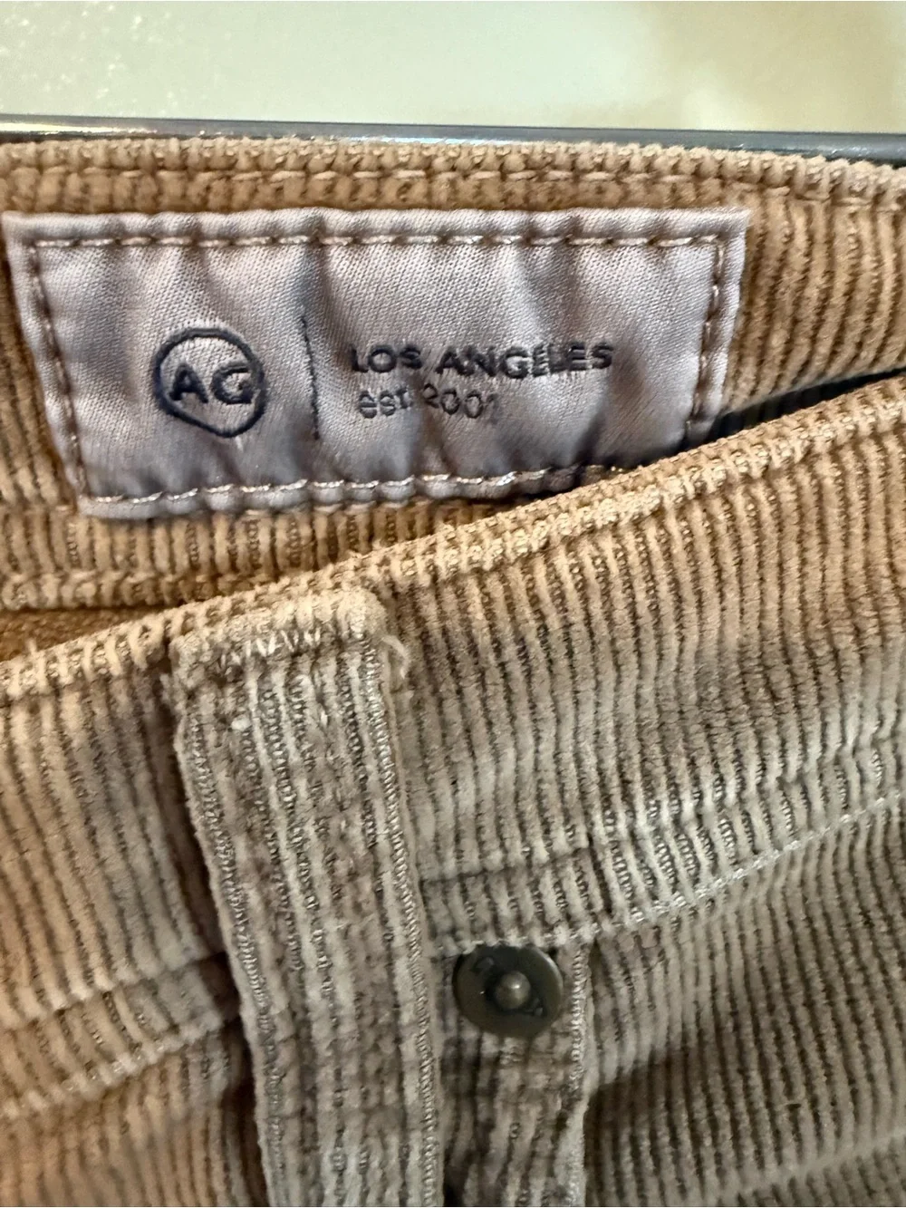 Ag Adriano Goldschmied Men's Corduroy Pants in Tan